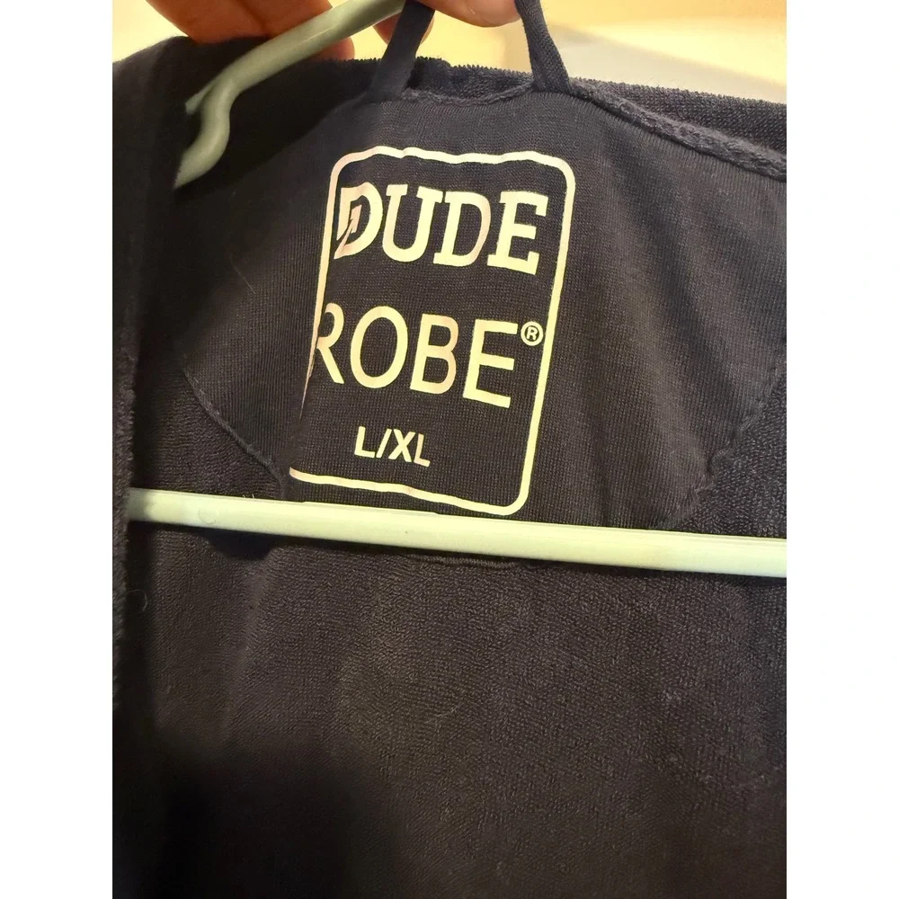 Dude Robe Mens Luxury Hooded Bathrobe Navy Blue Cotton Jersey L/XL Loungewear